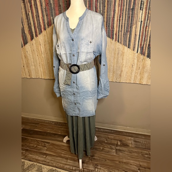 PLUS Zenana Long Sleeve Chambray Shirt - Picture 9 of 9